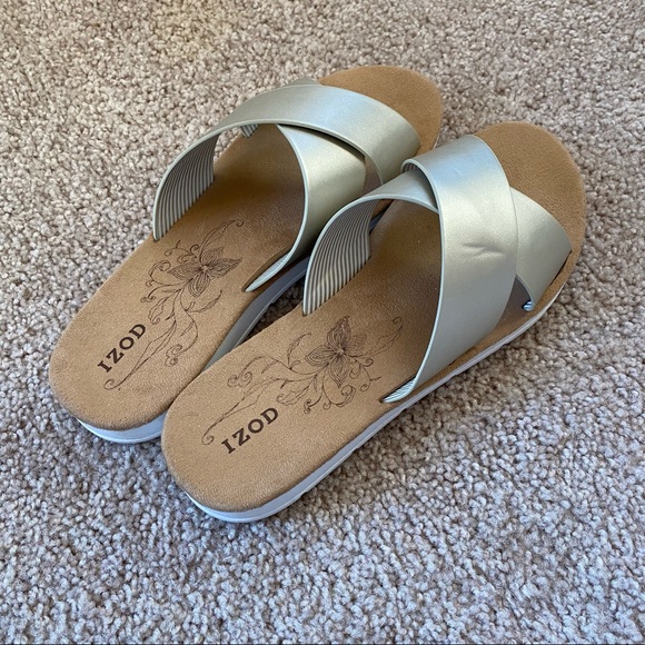 IZOD Alyssa Gold Strap Sandals - Picture 2 of 5
